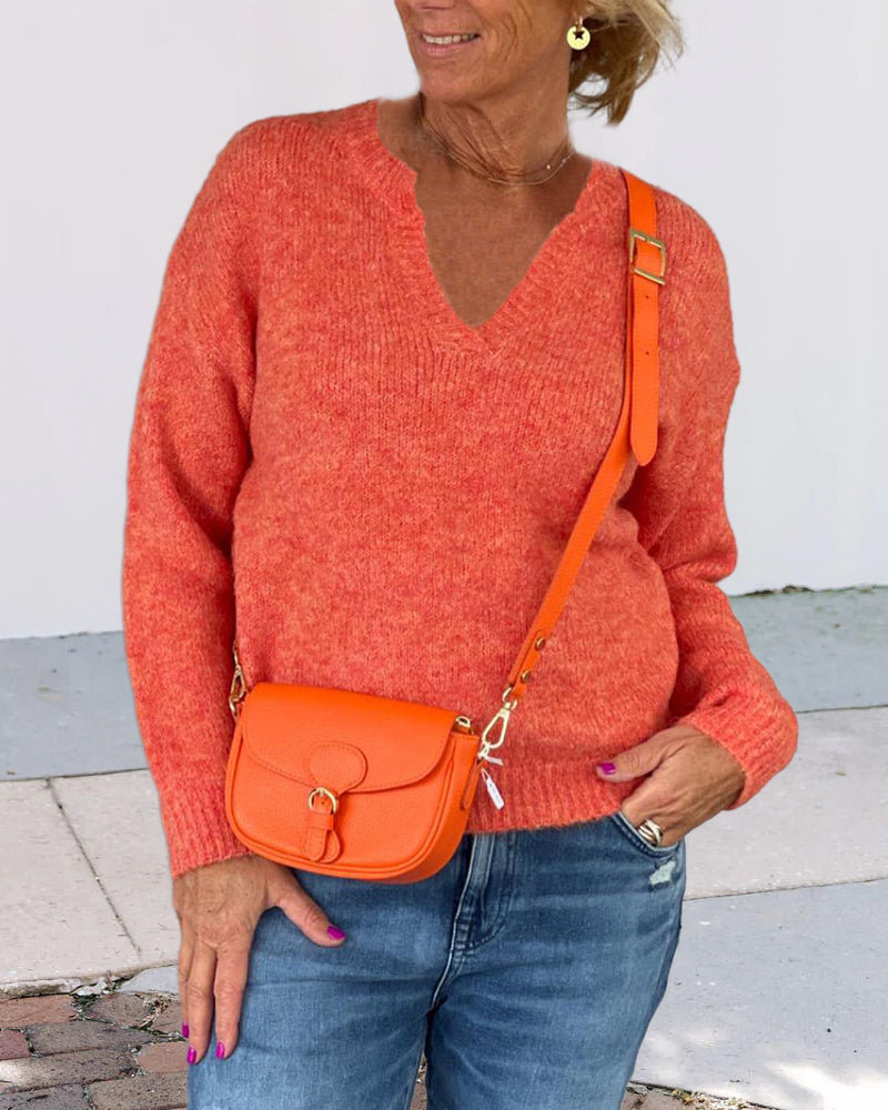 Pulls à col en V de couleur unie