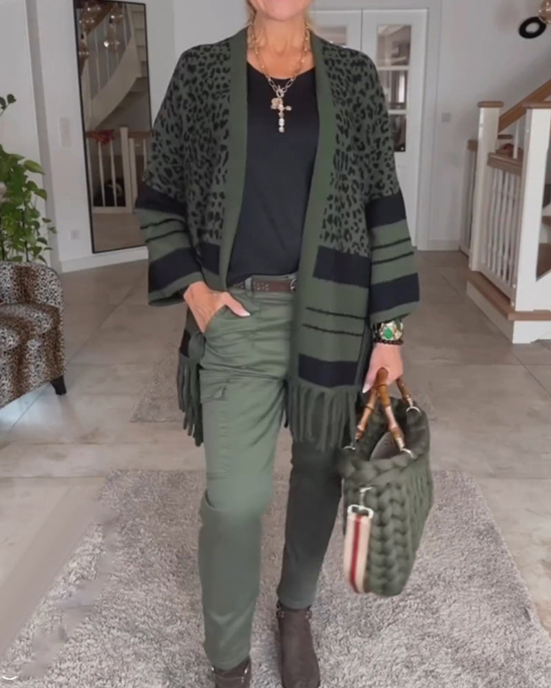 Cardigan à manches longues imprimé léopard