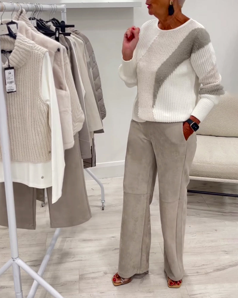 Pull Col Rond Confortable Décontracté