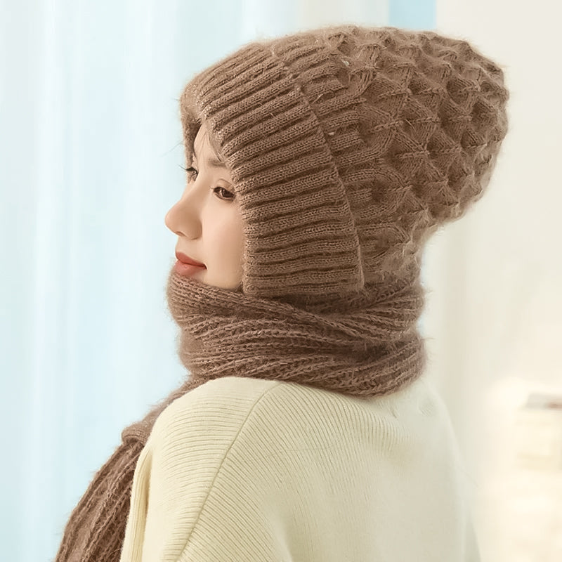 Solor Paris™ | Bonnet et écharpe coupe-vent doublés en polaire avec protection auditive intégrée