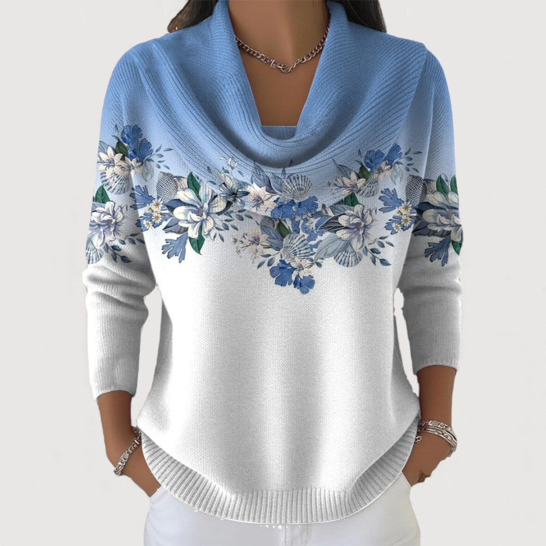 Hélène™ | PULL COL ROLÉ FLORAL