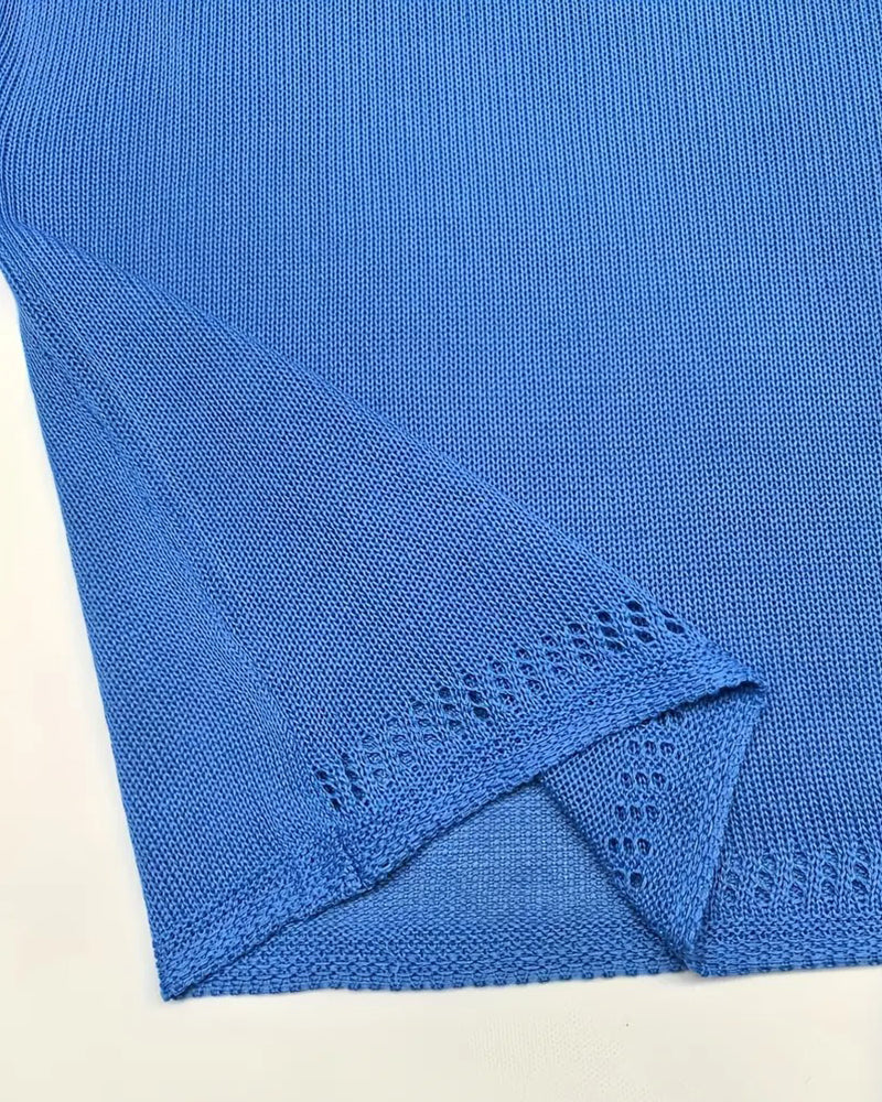 Pull décontracté à manches courtes de couleur unie