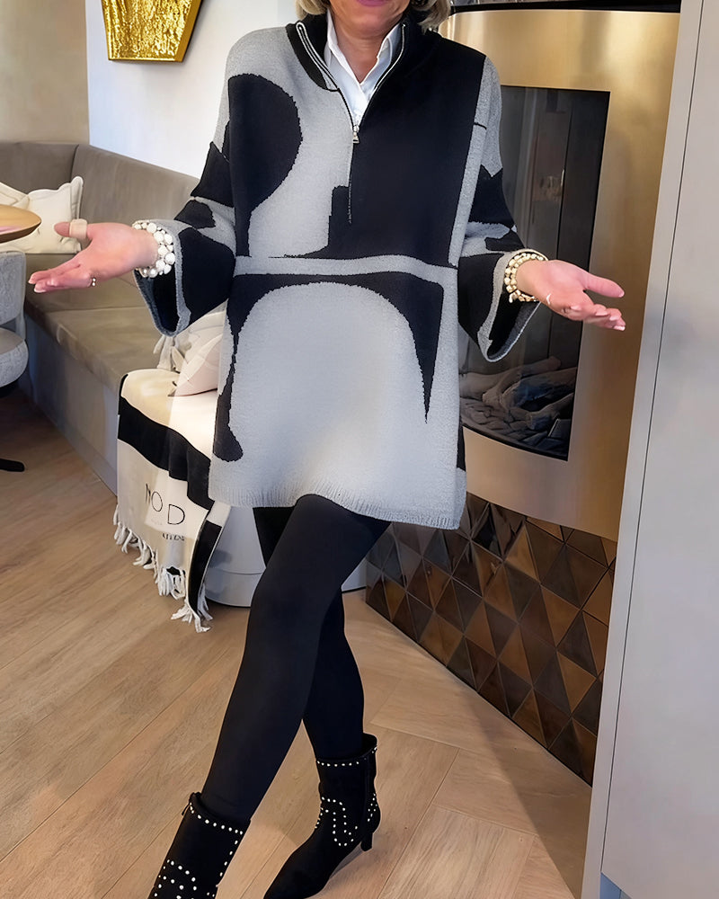 Pull À Demi-Zip Avec Col Montant Tendance