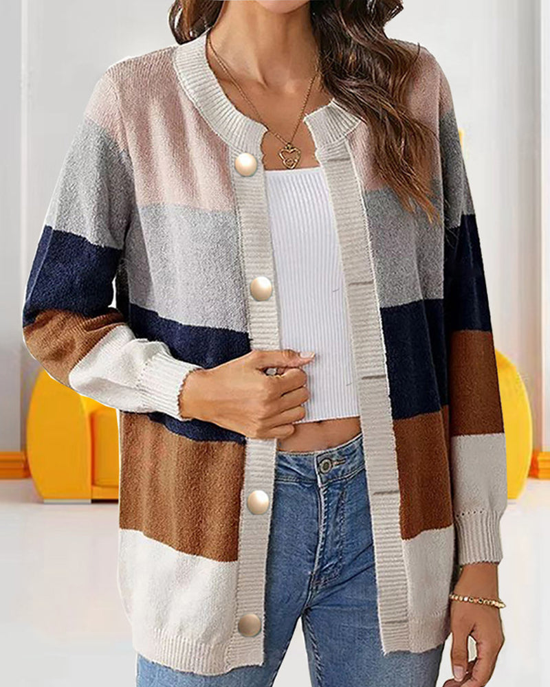 Cardigan colorblock pour kvinner