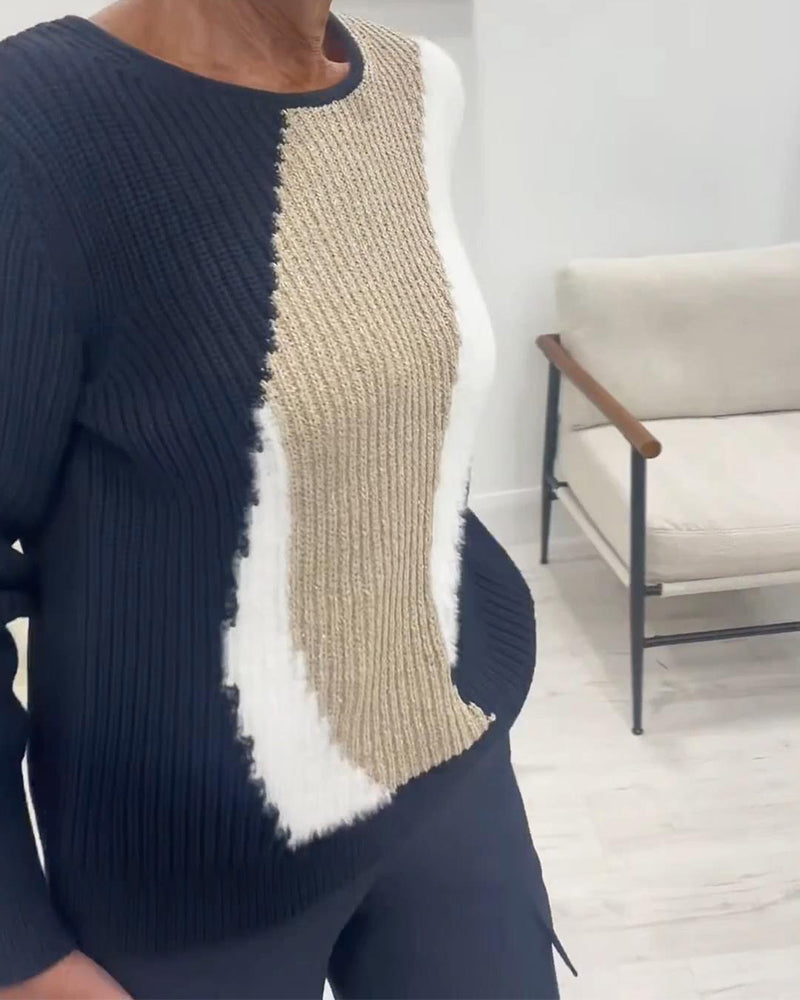 Pull À Col Ras Du Cou Et Coloris En A-Plat