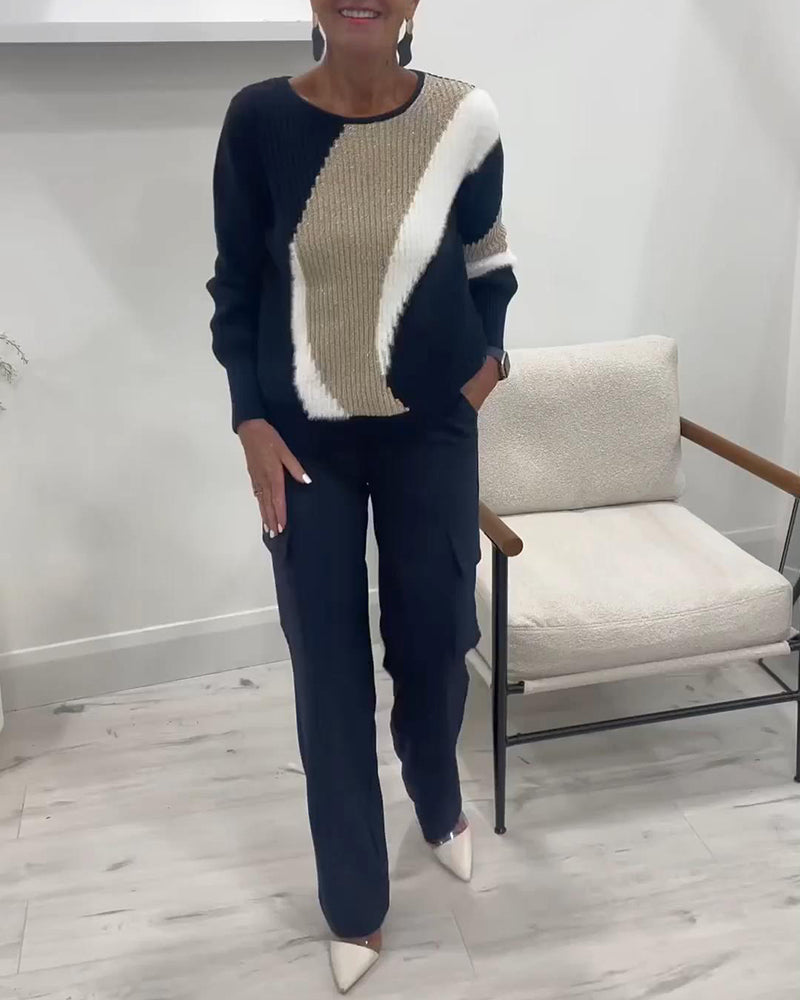 Pull À Col Ras Du Cou Et Coloris En A-Plat