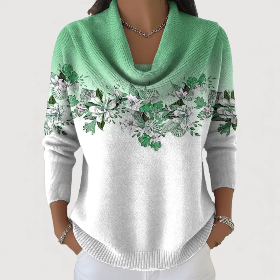 Hélène™ | PULL COL ROLÉ FLORAL