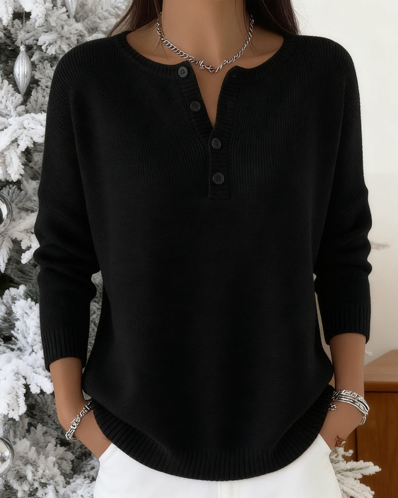 Gilet Uni À Manches Longues Boutonné