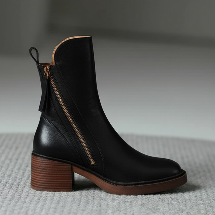 Solor Paris™ | Bottines en cuir noire élégante et confortable