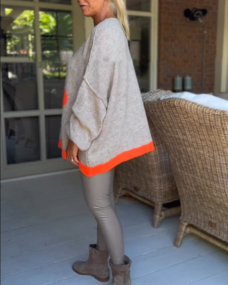 Pull col V à motif fleuri