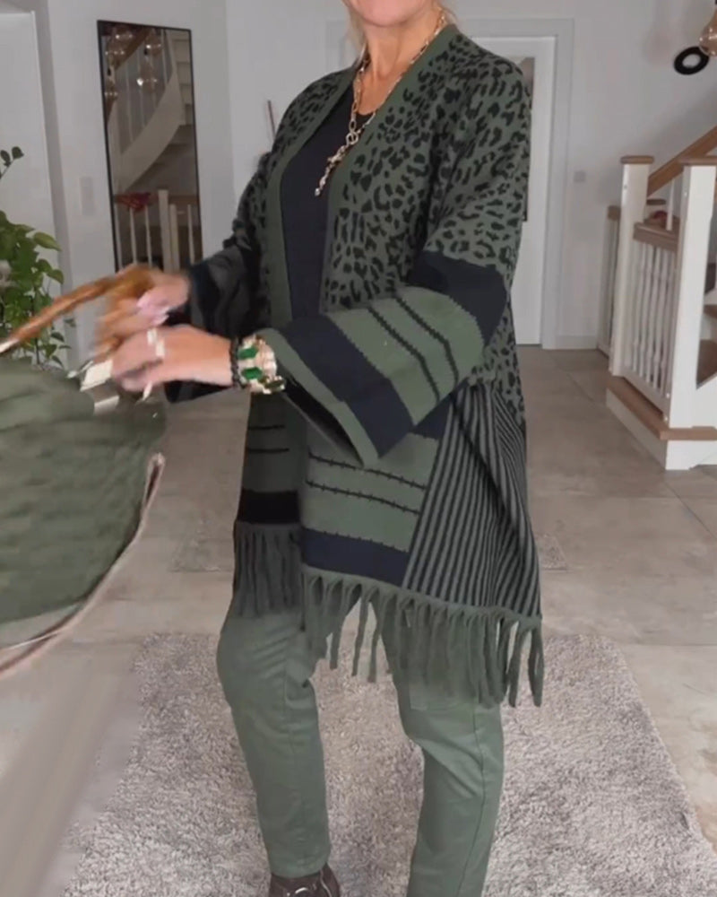 Cardigan à manches longues imprimé léopard