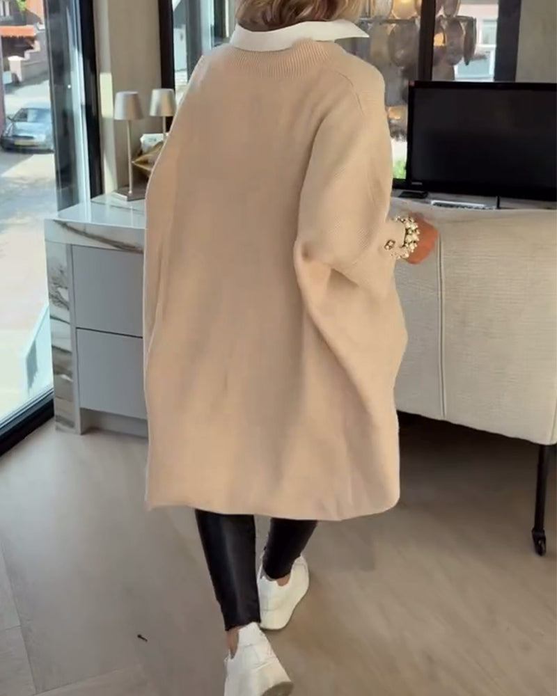 Pull Avec Caractéristiques Col V, Boutonné Et Asymétrique