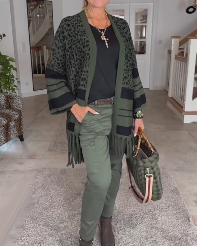 Cardigan à manches longues imprimé léopard
