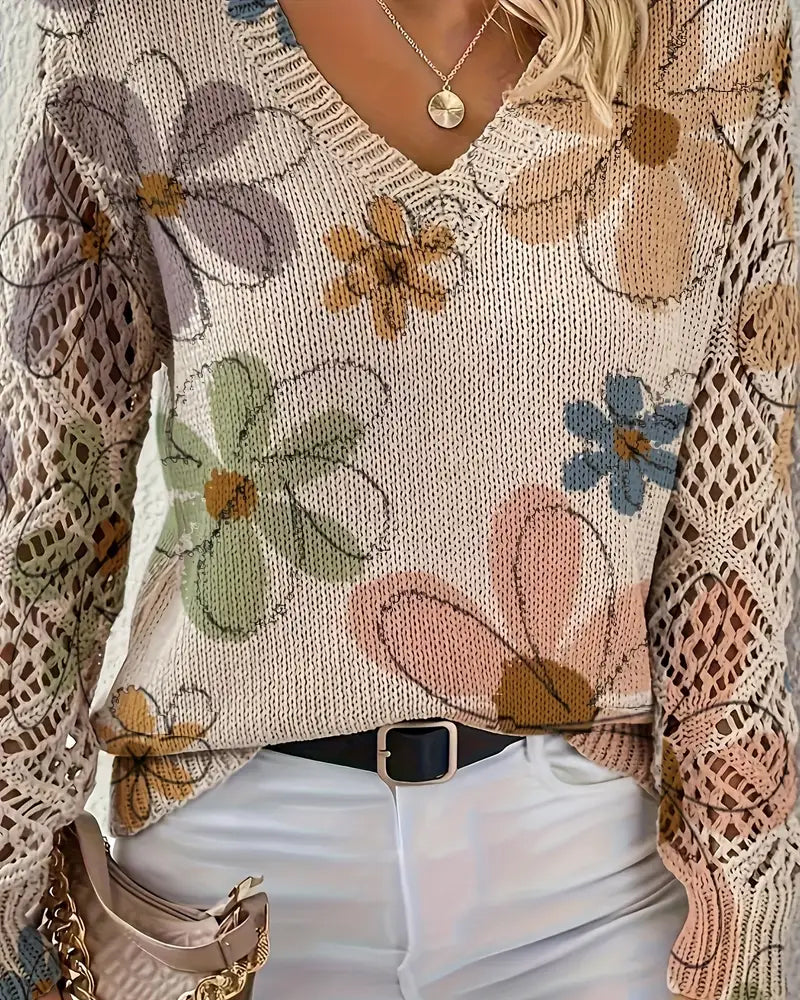 Pull À Col En V Avec Motif Ajouré