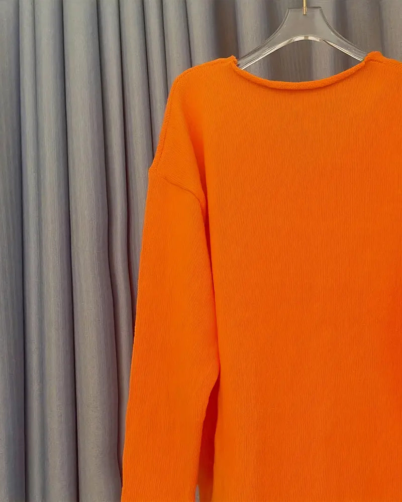 Pull Col En V Imprimé Lettre Ample Décontracté