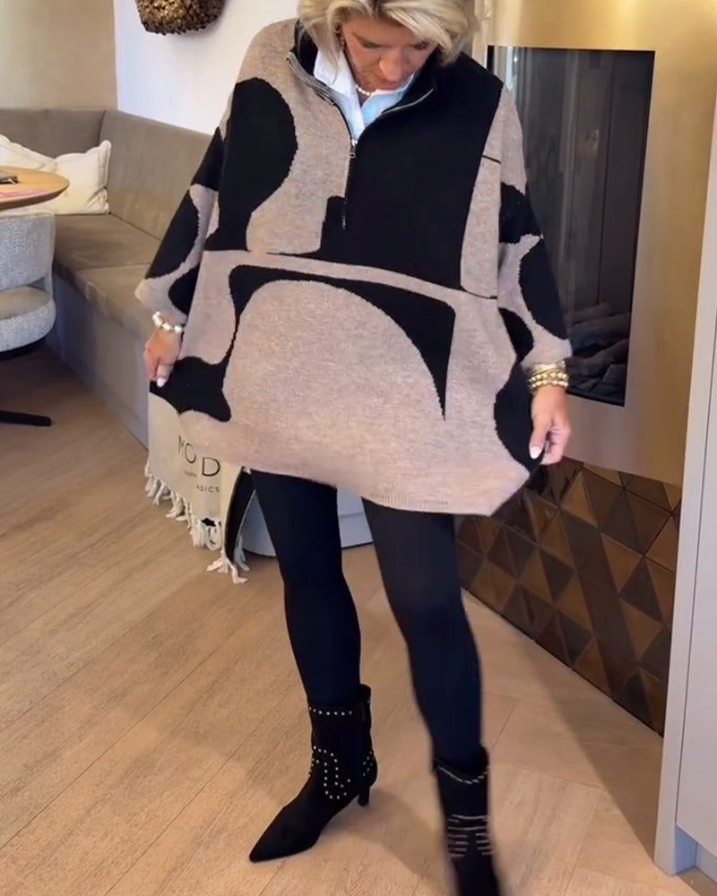 Pull À Demi-Zip Avec Col Montant Tendance