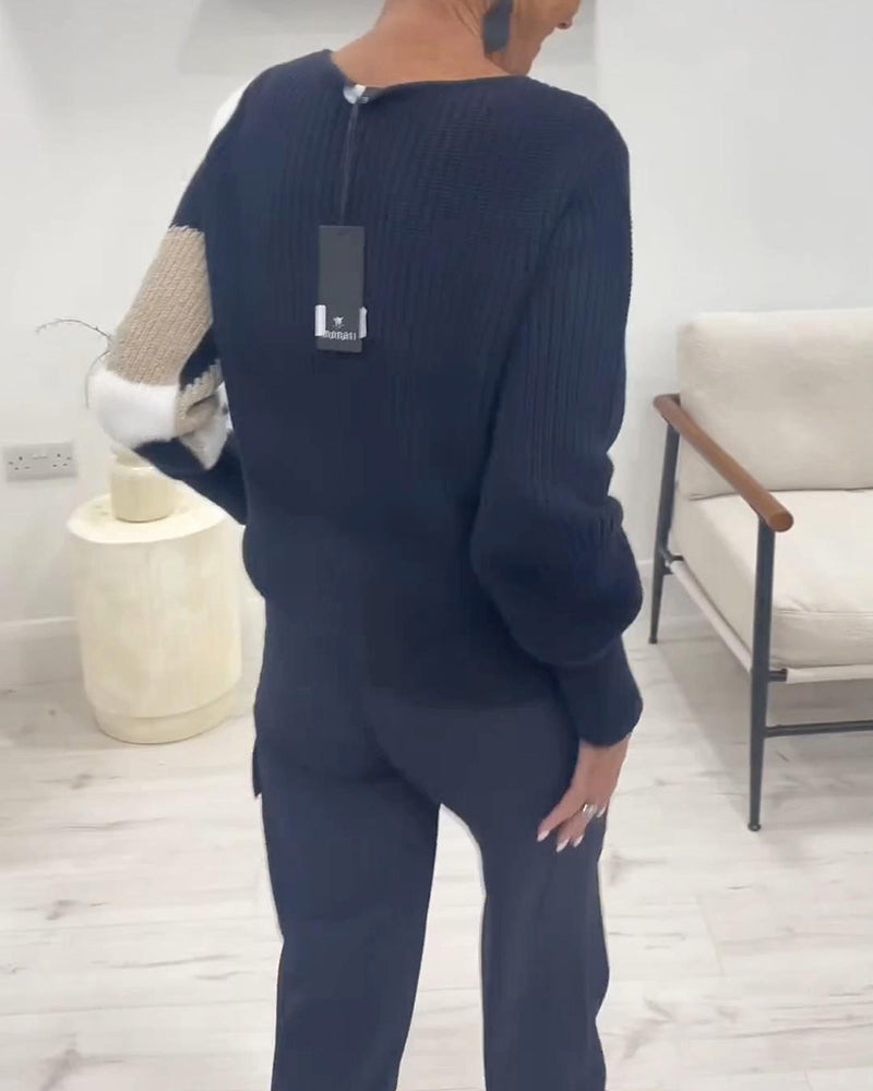 Pull À Col Ras Du Cou Et Coloris En A-Plat