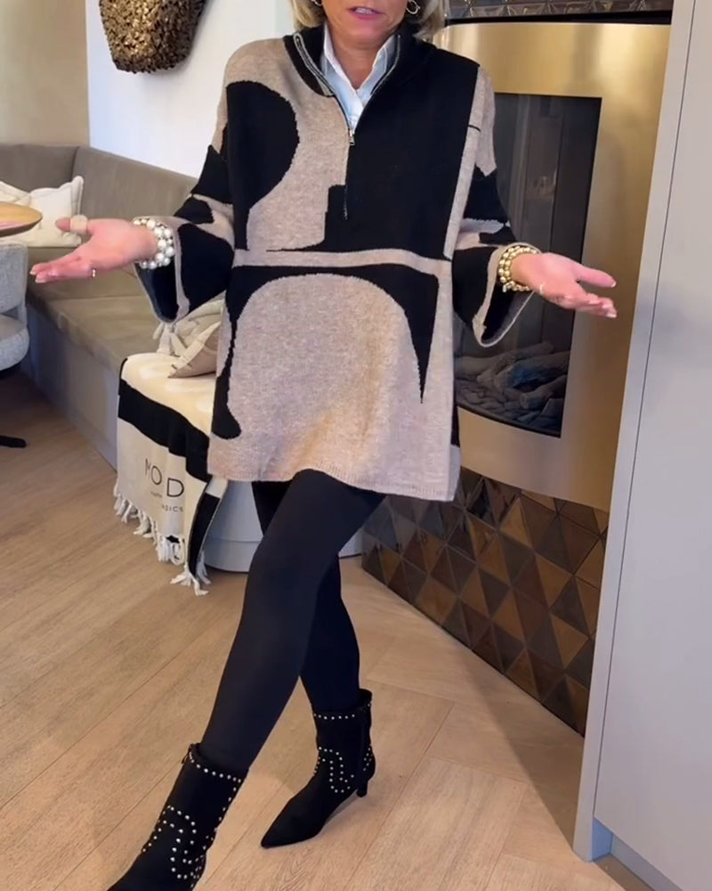 Pull À Demi-Zip Avec Col Montant Tendance