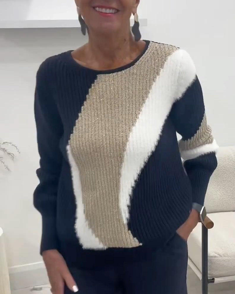 Pull À Col Ras Du Cou Et Coloris En A-Plat