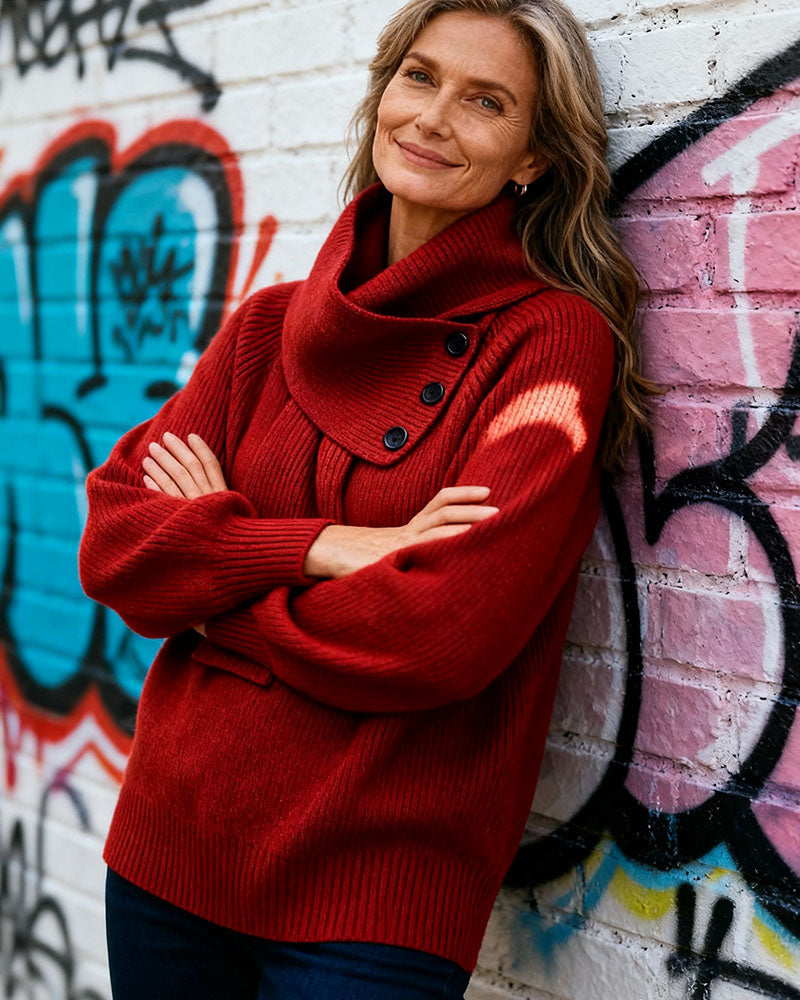 Pull Col Cache-Couleur Mode Couleur Unie