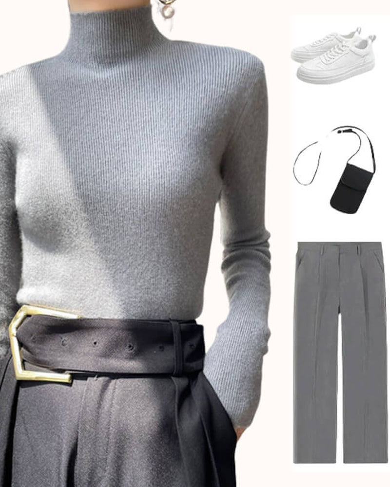 Pull Tricoté À Col Mi-Haut