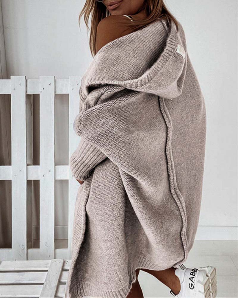 Cardigan simple à capuche de couleur unie avec motif chauve-souris