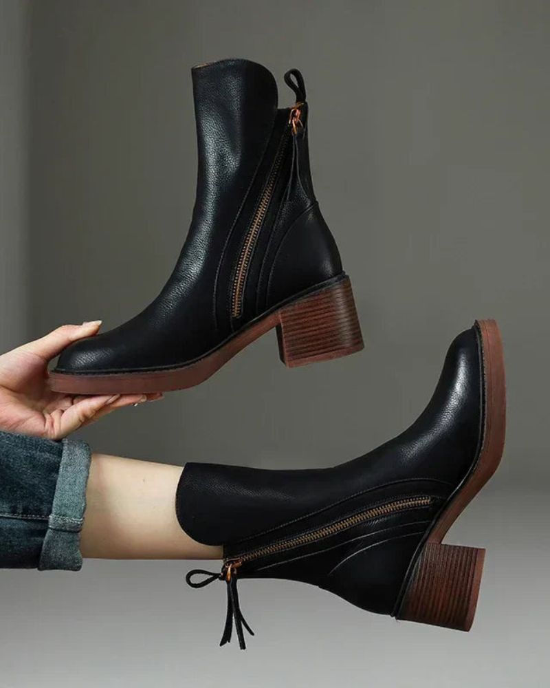 Solor Paris™ | Bottines en cuir noire élégante et confortable