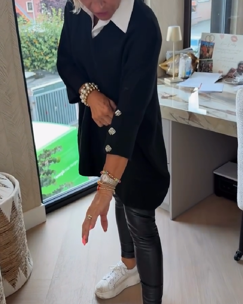 Pull Avec Caractéristiques Col V, Boutonné Et Asymétrique