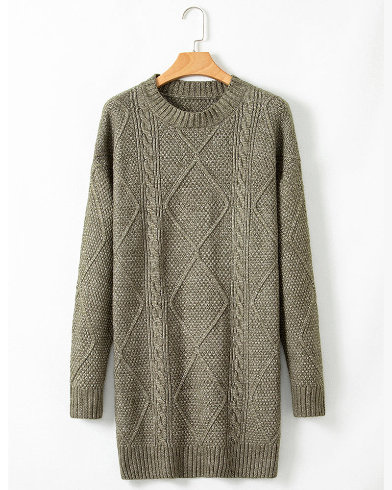 Robe pull décontractée à col rond couleur unie