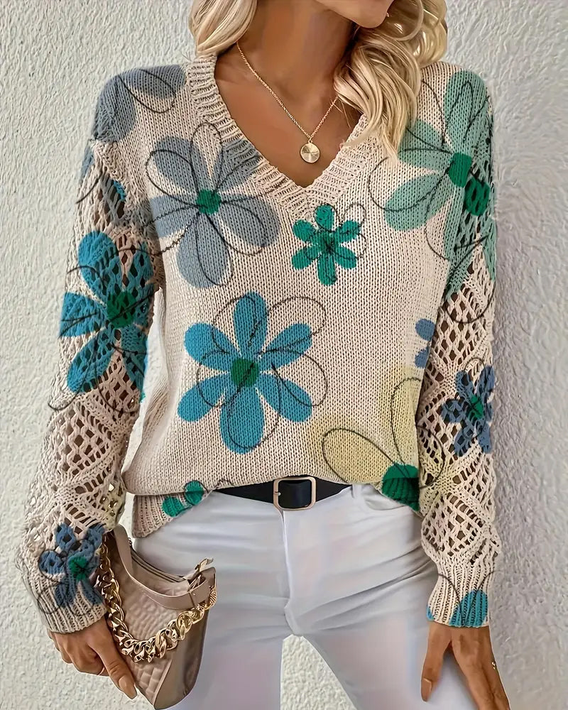 Pull À Col En V Avec Motif Ajouré