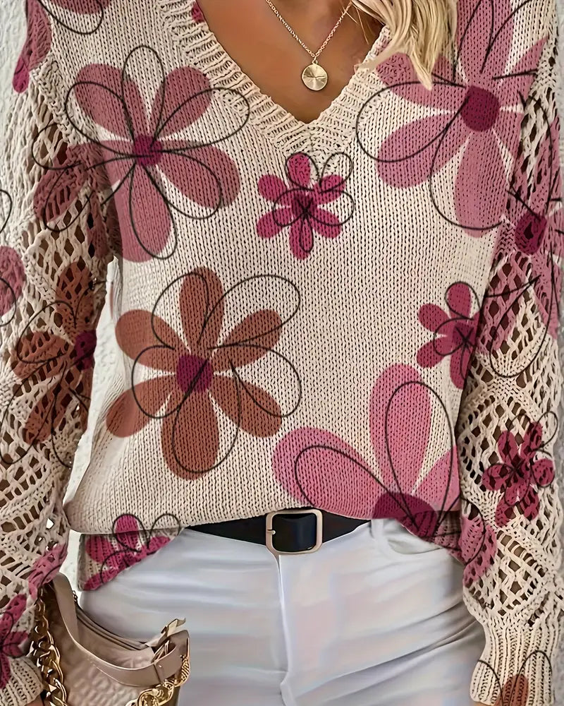 Pull À Col En V Avec Motif Ajouré