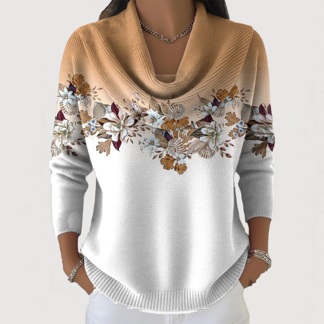 Hélène™ | PULL COL ROLÉ FLORAL