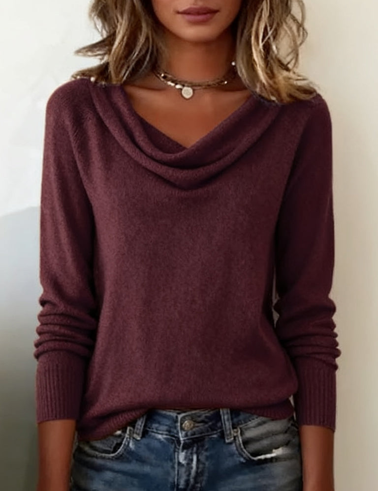 Pull Tendance À Manches Longues Avec Col En Fourrure