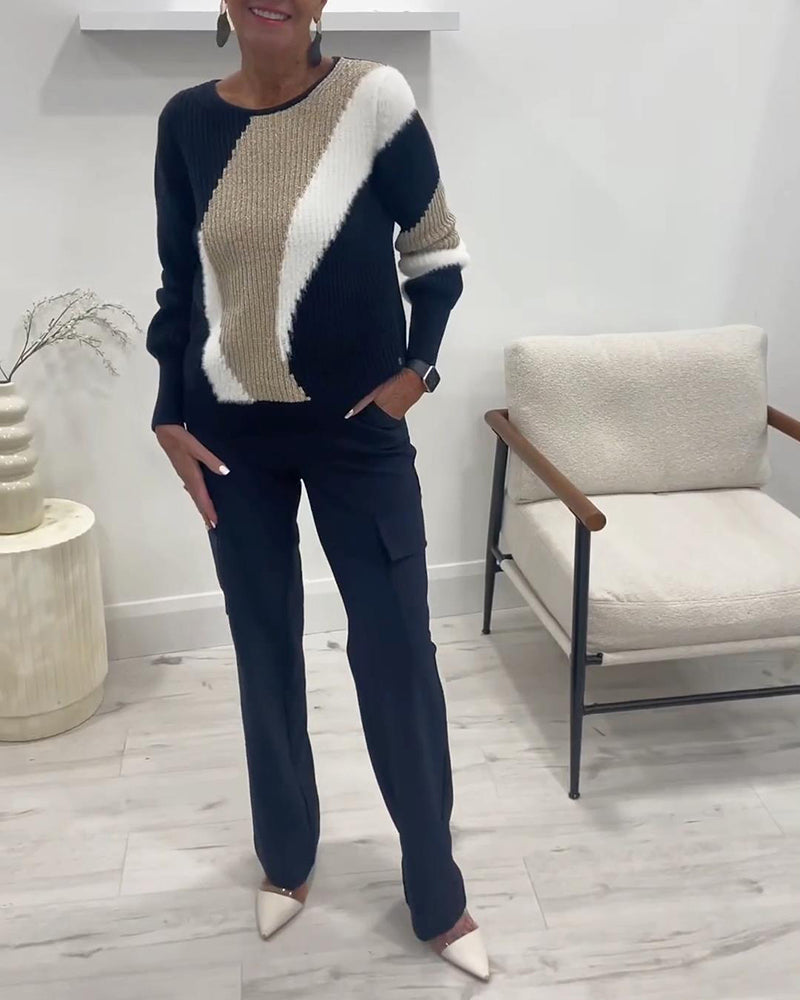 Pull À Col Ras Du Cou Et Coloris En A-Plat