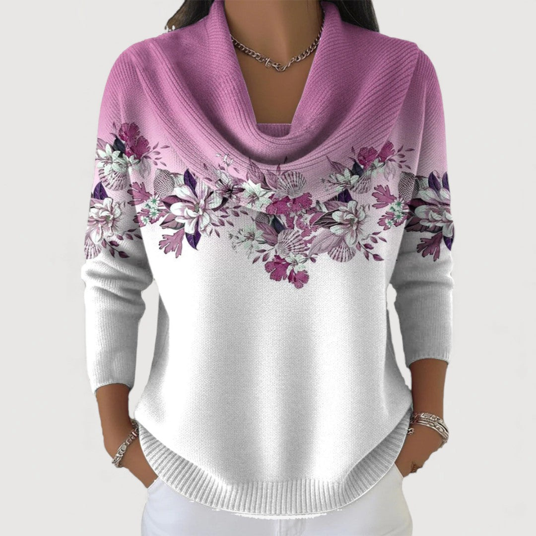 Hélène™ | PULL COL ROLÉ FLORAL