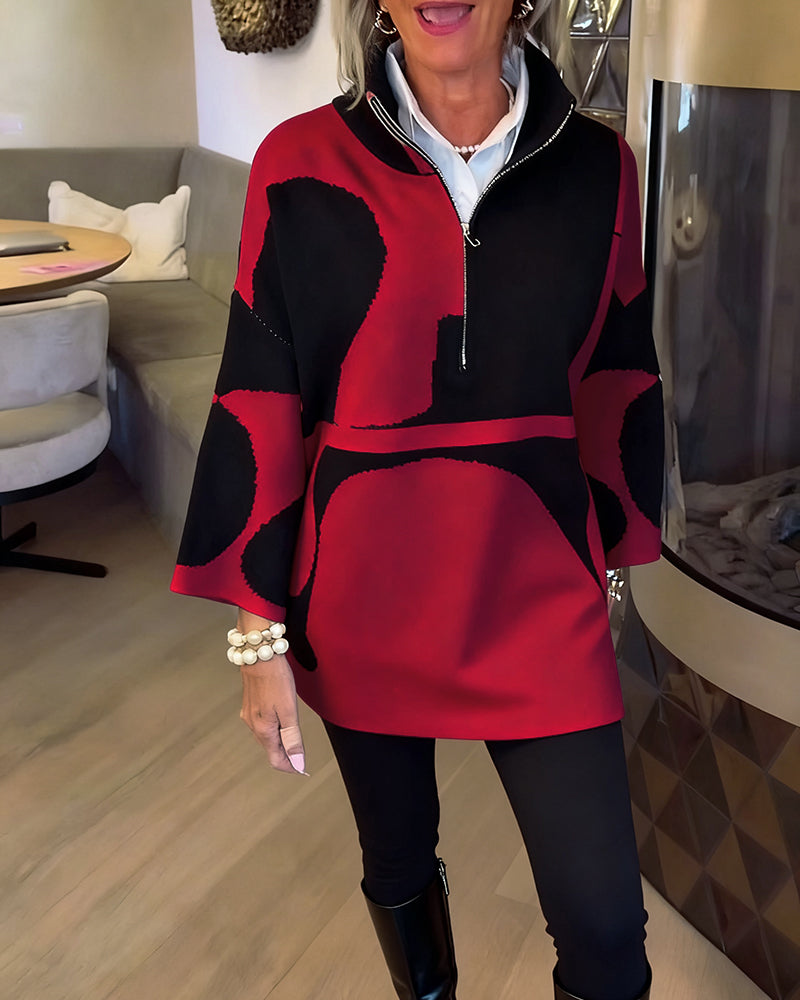 Pull À Demi-Zip Avec Col Montant Tendance