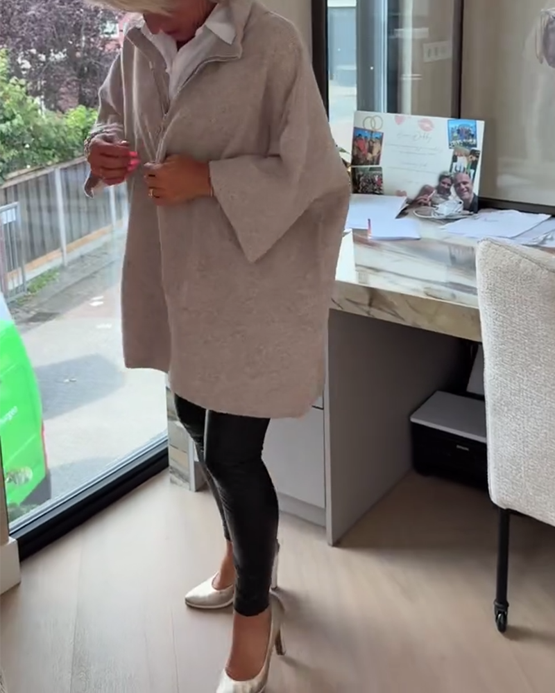 Pull Col Montant Demi-Zip Ample