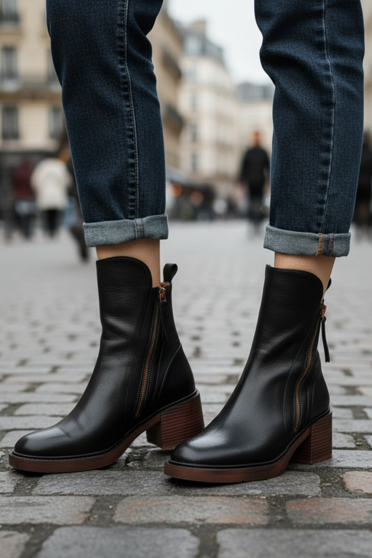 Solor Paris™ | Bottines en cuir noire élégante et confortable