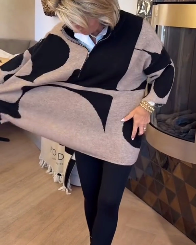 Pull À Demi-Zip Avec Col Montant Tendance