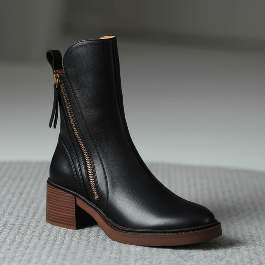 Solor Paris™ | Bottines en cuir noire élégante et confortable