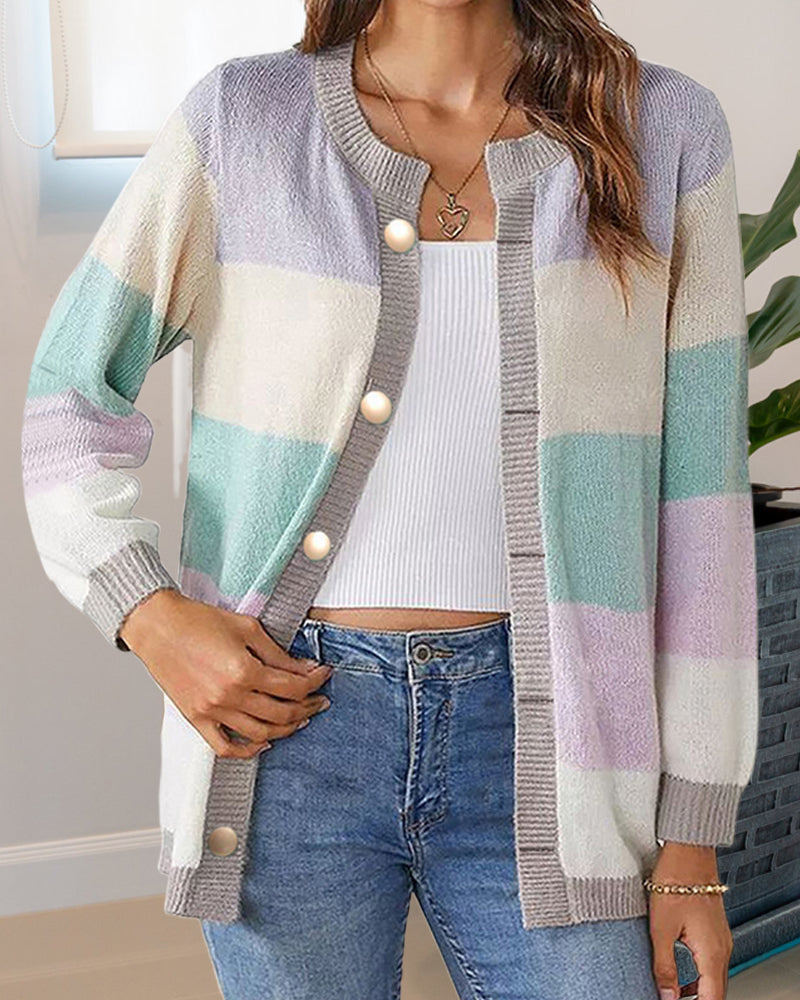 Cardigan colorblock pour kvinner