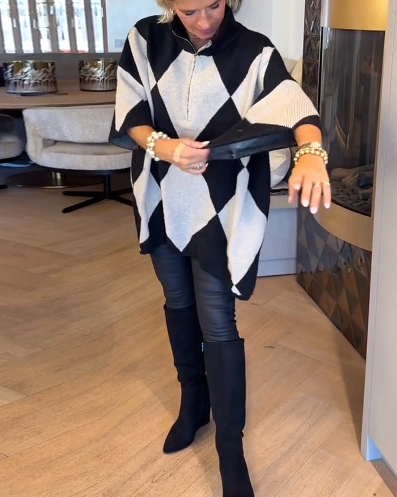 Pull Col Montant Argyle Irrégulier