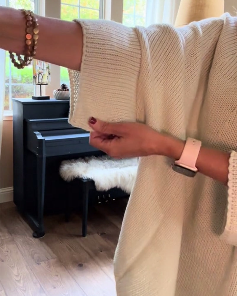 Pull tendance à manches chauve-souris et col rond de couleur unie