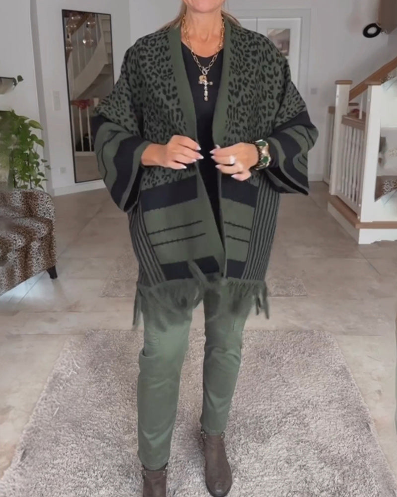 Cardigan à manches longues imprimé léopard