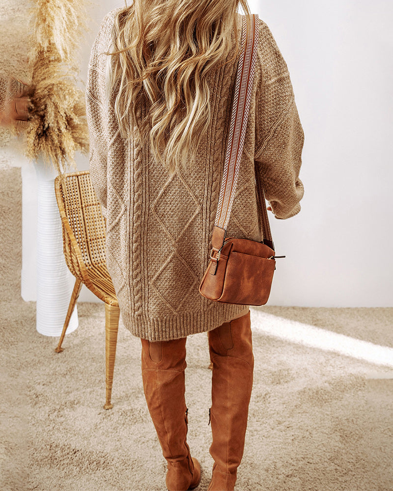 Robe pull décontractée à col rond couleur unie