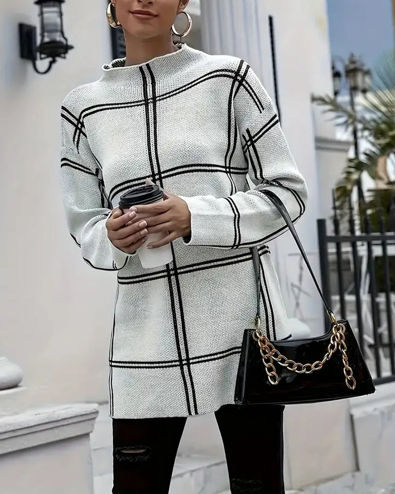 Pull rayé à col fendu