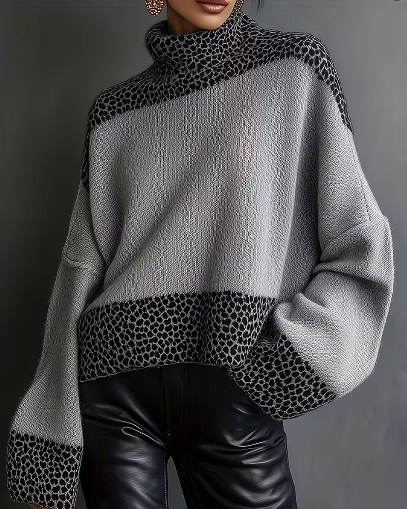 Pull À Col Montant Avec Imprimé Léopard