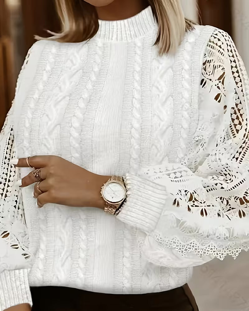 Pull Col Montant Ajouré Patchwork