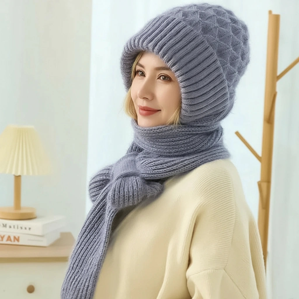 Solor Paris™ | Bonnet et écharpe coupe-vent doublés en polaire avec protection auditive intégrée